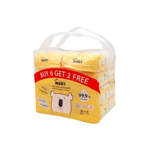 99.9% Pure water wipes 20 sheets (Pack 6 FREE 2)